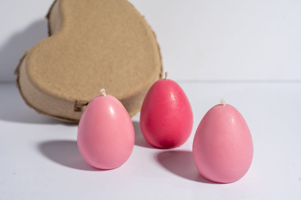 Set 3 x Lumânare parfumată Ou Paște din ceară de soia și ceară de albine
